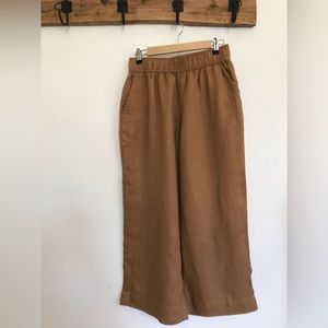 TARAHI 100% linen wide leg cropped pants